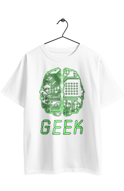 Футболка оверсайз з принтом "Гик Мозок Неоновий". Айті, айтішник, гик, друкована плата, зелений, знання, інженер, кібер, кібернетика, кіборг, код, комп, комп’ютерник, кристал, мікросхема, мозок, неон, неоновий, програміст, професіонал, професія, розробник, розум, світиться, світло, чіп. 2070702
