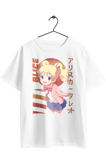 Футболка оверсайз з принтом "Золота мозаїка Аліса Картелет". Alice cartelet, anime, kiniro mosaic, kinmoza, manga, аліса, аліса картелет, аніме, золота мозаїка, манга. 2070702