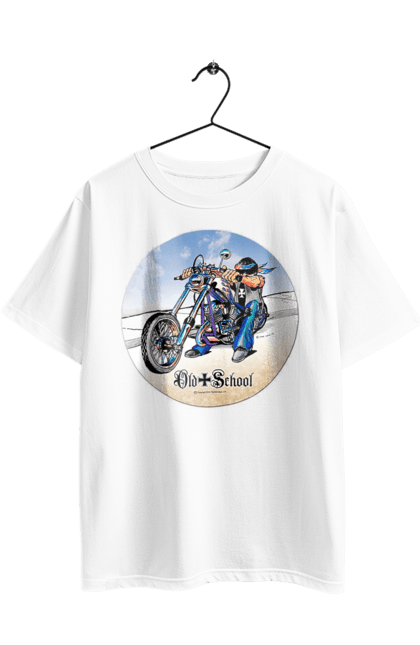 Футболка оверсайз с принтом Old school. Авто мото, испольнители, мотоцикл, музыкальная группа, рок группа, старая закалка. 2070702