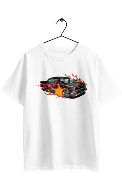 Oversized t-shirt with prints Fire Machine. Car. 2070702