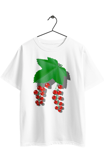 Футболка оверсайз з принтом "Порічки Червоні". Делікатес, зріла, їжа, листя, літо, порічки, порічки червоні, смачно, смородина, стигла, урожай, червона, червона смородина, ягідка, ягода, ягоди. 2070702