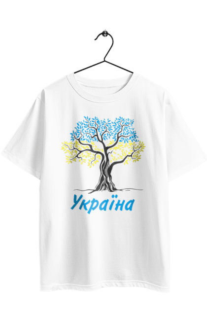Футболка оверсайз з принтом "Синьо жовте дерево Україна". Дерево україна, символ україни, синьо жовте дерево, україна, українська символіка. 2070702