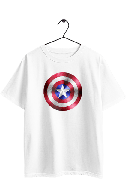 Футболка оверсайз з принтом "Щит". Капітан америка, комікси, марвел, месники, мультики, супергерої. 2070702