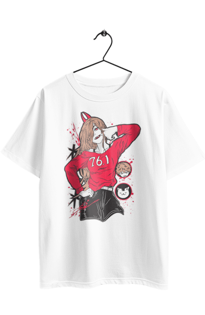 Футболка оверсайз з принтом "Людина Бензопила Пауер". Anime, chainsaw man, manga, power, аніме, демон, людина-бензопила, манга, пауер, шьонен. 2070702