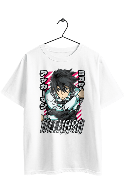 Футболка оверсайз з принтом "Атака Титанів Мікаса Аккерман". Anime, manga, mikasa ackerman, аніме, атака титанів, драма, манга, мікаса, мікаса аккерман. 2070702