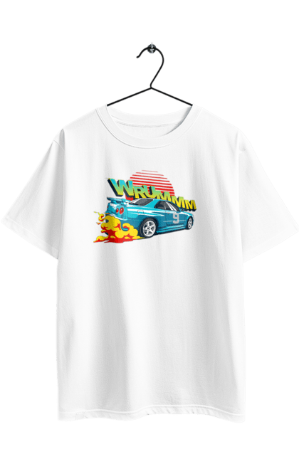 Футболка оверсайз з принтом "Авто". Авто, вогонь, вулиці, денги, дрифт, спорт, спортивне авто, швидкість. 2070702