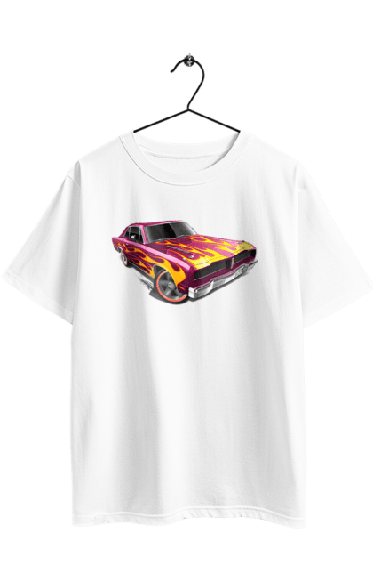 Футболка оверсайз з принтом "Машина вогонь". Їзда, машина, швидкість. 2070702