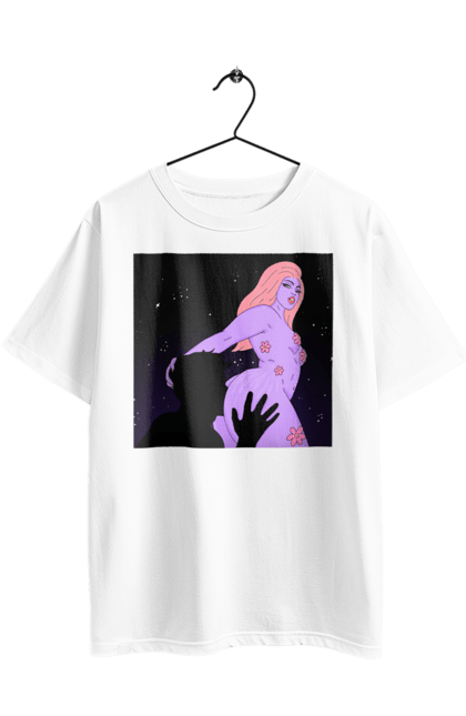 Oversized t-shirt with prints Purple Girl. Body, girl. 2070702