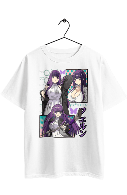 Футболка оверсайз з принтом "Фрірен, провожаюча в останній путь Ферн". Anime, fern, manga, аніме, героїня, ельф, маг, манга, ферн, фрірен. 2070702
