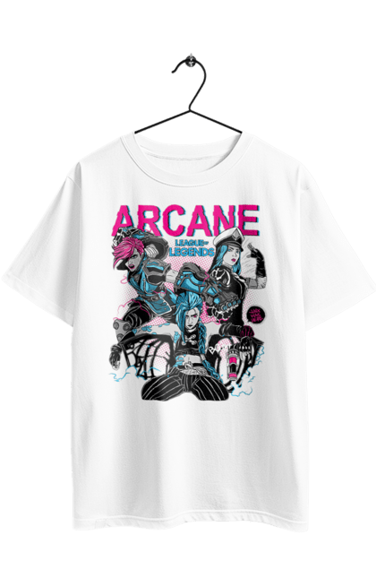 Футболка оверсайз з принтом "Аркейн". Arcane, fortiche, league of legends, riot games, аркейн, вай, джинкс, мультсеріал, фентезі. 2070702