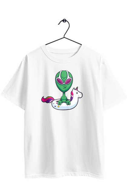 Футболка оверсайз с принтом Инопланетянин Плавает В Кругу. Инопланетянин, надувной круг, плавать. 2070702