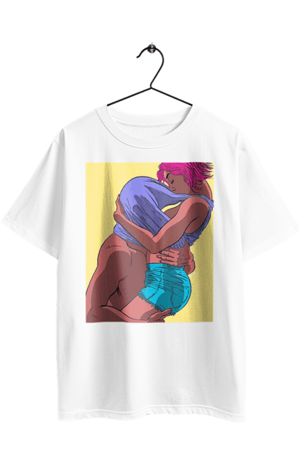 Oversized t-shirt with prints Man Under The T-Shirt In Girls. Boobs, passion. 2070702