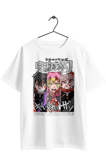 Футболка оверсайз з принтом "Винищувач Демонів Обанай, Міцурі, Тенген". Anime, demon slayer, kimetsu no yaiba, manga, аніме, винищувач демонів, манга, міцурі, обанай, узуй. 2070702