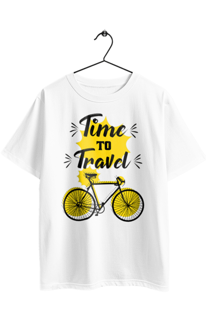Футболка оверсайз з принтом "Час Подорожей, Велосипед". Велосипед, подорожувати, час. 2070702