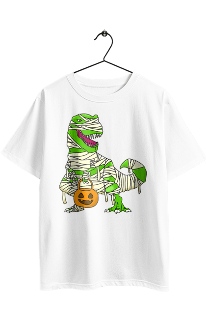 Oversized t-shirt with prints Halloween Dinosaur. Costume, dinosaur, halloween, holiday, october, october 31, pumpkin, sweets, trick or treat. 2070702