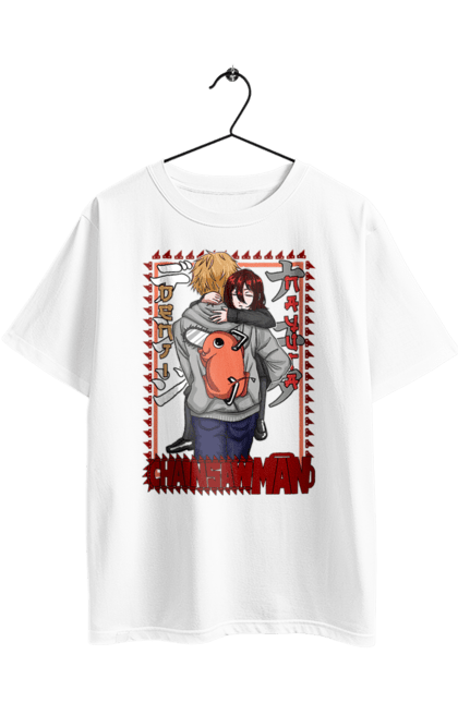 Футболка оверсайз з принтом "Людина Бензопила Денджі та Наюта". Anime, chainsaw man, denji, manga, nayuta, аніме, денджі, людина-бензопила, манга, наюта. 2070702