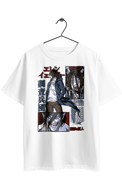 Oversized t-shirt with prints Attack on Titan Eren. Action film, anime, attack on titan, dark fantasy, drama, eren, eren jaeger, manga, post-apocalyptic. 2070702