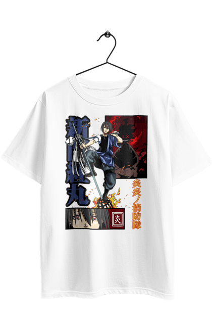 Футболка оверсайз з принтом "Палаюча пожежна бригада Бенімару Шинмон". Benimaru shinmon, fire force, бенімару, бенімару шинмон, капітан, палаюча пожежна бригада, пірокінетик, шинмон. 2070702