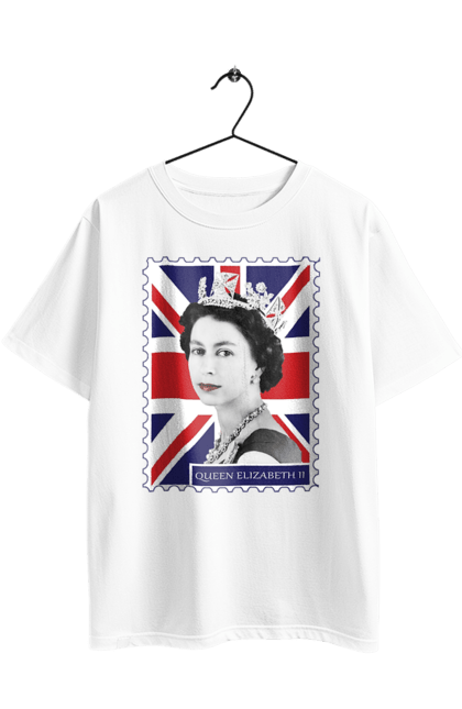 Oversized t-shirt with prints Queen Elizabeth II. Britain, british, england, platinum jubilee, queen, queen elizabeth, queen elizabeth ii, rip queen elizabeth. 2070702