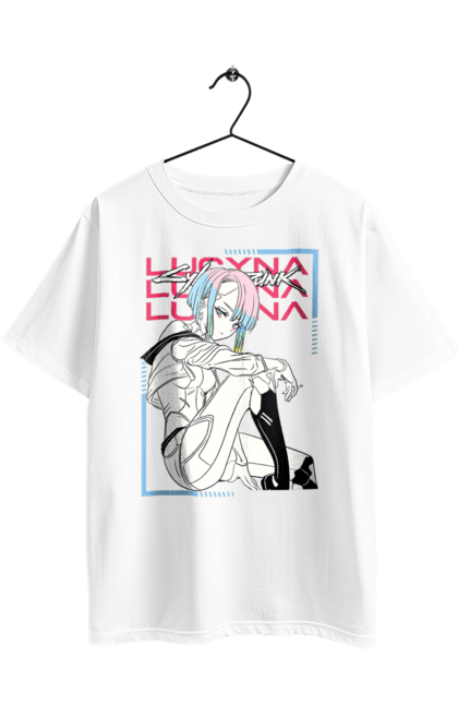 Футболка оверсайз з принтом "Кіберпанк: Ті, що біжать по краю Люсі". Cd проект, cyberpunk, edgerunners, lucy, netflix, аніме, відеогра, гра, кіберпанк, люсі. 2070702