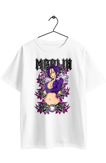 Футболка оверсайз з принтом "Сім Смертних Гріхів Мерлін". Seven deadly sins, аніме, комедія, манга, мерлін, пригоди, сім смертних гріхів, фентезі. 2070702