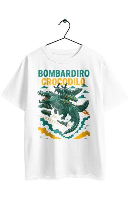 Футболка оверсайз з принтом "Bombardino Crocodilo". Bombardino, bombardino crocodilo, crocodilo, бомбардіно крокоділо, крокодил, крокодил літак, крокодил мем, мем, мем бомбардине крокодило. 2070702
