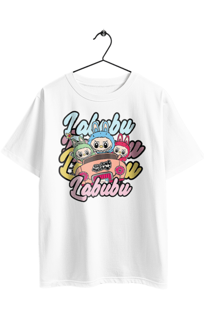 Футболка оверсайз з принтом "Лабубу". Іграшка лабубу, лабубу, лабубу кока кола, мерч лабубу, мила, рожева лабубу, смішна лабубу. 2070702
