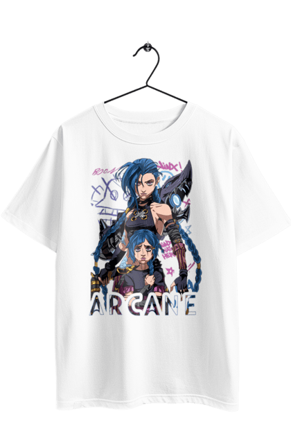 Футболка оверсайз з принтом "Аркейн". Arcane, fortiche, league of legends, riot games, аркейн, вай, джинкс, мультсеріал, фентезі. 2070702
