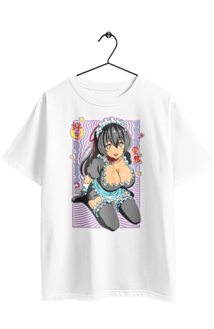Футболка оверсайз с принтом Полюбишь ли ты извращенку, если она милая?. Anime, manga, аниме, гарем, горничная, девушка, манга. 2070702