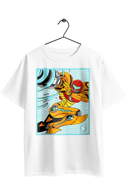 Футболка оверсайз з принтом "Metroid Самус Аран". Metroid, samus aran, відеогра, героїня, гра, енергетичний костюм, мисливець за головами, самус аран. 2070702