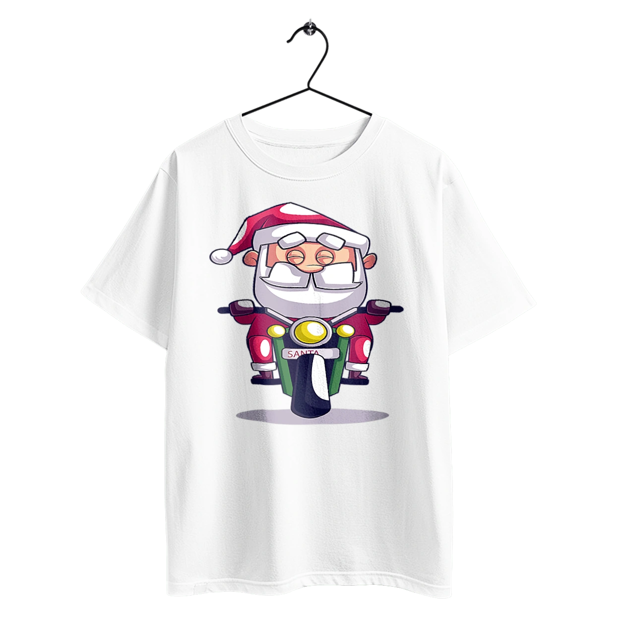 Счастливый санта на мотоцикле