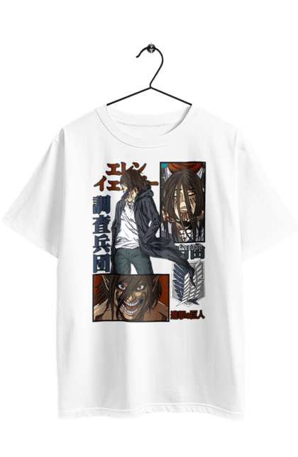 Oversized t-shirt with prints Attack on Titan Eren. Action film, anime, attack on titan, dark fantasy, drama, eren, eren jaeger, manga, post-apocalyptic. 2070702