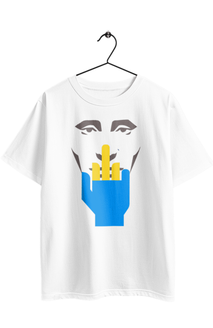 Футболка оверсайз з принтом "Путін Хуйло". Все, голова путіна, доброго вечора, йди нахуй, мертвий москаль, москалі, орки, путін хуйло, російський військовий, середній палець. 2070702