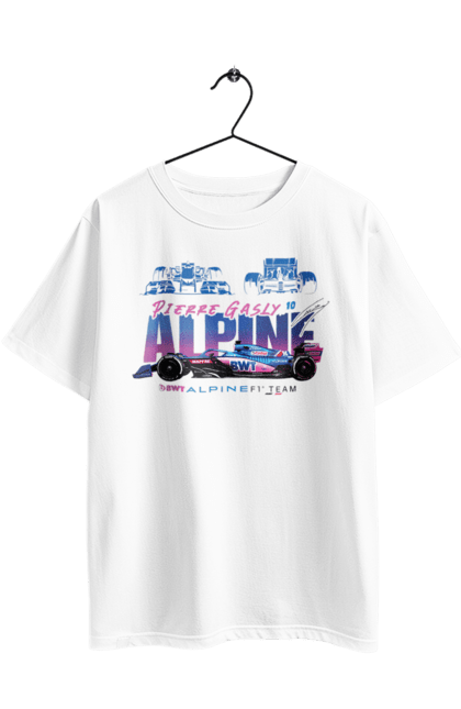 Футболка оверсайз з принтом "Alpine F1 Team". Alpine, alpine f1 team, bwt, авто, авто, автомобіль, автоспорт, гонки, гоночний автомобіль, спорт. 2070702