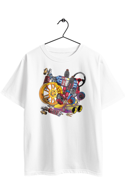 Футболка оверсайз з принтом "Автозапчастини". Автозапчастини, гонка, драгрейсинг, драйв, машина, стрітрейсинг. 2070702