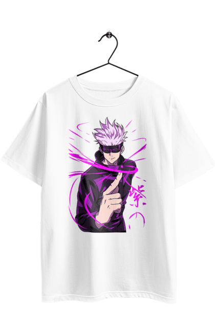 Футболка оверсайз з принтом "Магічна битва Годжо". Anime, gojo, jujutsu kaisen, manga, аніме, годжо, магічна битва, манга, містика, темне фентезі. 2070702