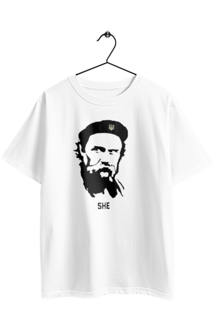 Футболка оверсайз з принтом "Шевченко". Берет, кобзарь, тарас, украина, шевченко. 2070702