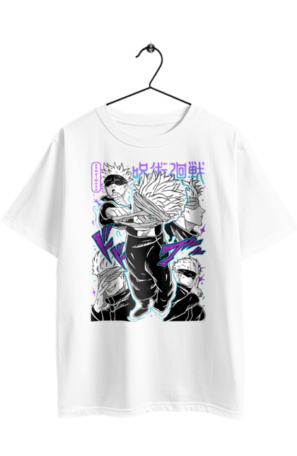 Футболка оверсайз з принтом "Магічна битва Годжо". Anime, gojo, jujutsu kaisen, manga, актуальне, аніме, годжо, магічна битва, манга, містика, темне фентезі. 2070702