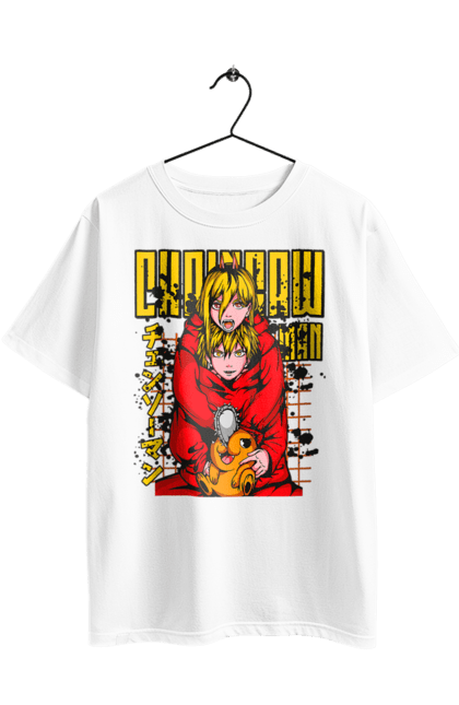 Футболка оверсайз з принтом "Людина Бензопила Пауер та Денджі". Anime, chainsaw man, denji, manga, power, аніме, денджі, людина-бензопила, манга, пауер. 2070702