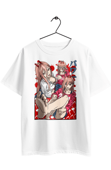 Футболка оверсайз з принтом "Людина Бензопила Пауер". Anime, chainsaw man, manga, power, аніме, демон, людина-бензопила, манга, пауер, шьонен. 2070702