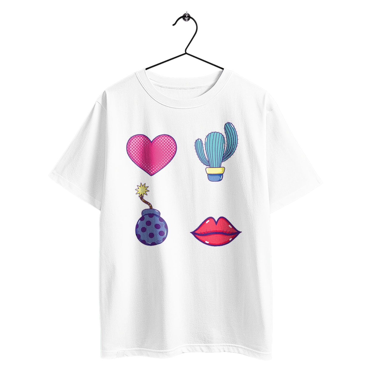 Heart, Cactus, Bomb, Lips