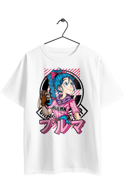 Футболка оверсайз з принтом "Перли дракона Булма". Anime, bulma, dragon ball, goku, manga, аніме, булма, гоку, манга, перли дракона. 2070702