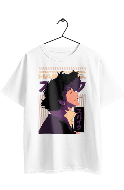 Футболка оверсайз з принтом "Ковбой Бібоп Спайк". Anime, cowboy bebop, spike, spike spiegel, аніме, ковбой бібоп, спайк, спайк шпігель. 2070702