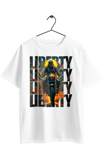 Футболка оверсайз з принтом "Байкер". Байкер, мотоцикліст, подорожі, свобода, туризм. 2070702