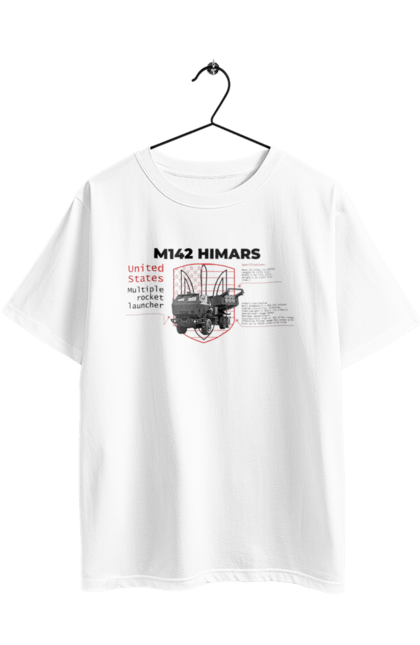 Футболка оверсайз з принтом "M142 HIMARS англійська". Himars, m142 himars, залужний, зброя. 2070702