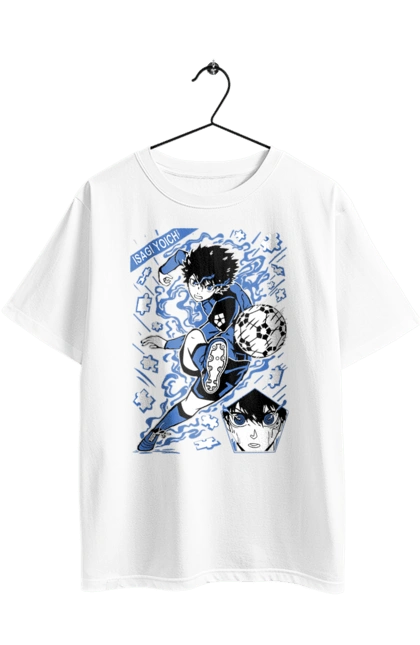Футболка оверсайз з принтом "Синя в'язниця Йоічі Ісагі". Blue lock, yoichi isagi, аніме, блю лок, йоічі ісагі, манга, синя в`язниця, спорт, спортивне аніме. 2070702