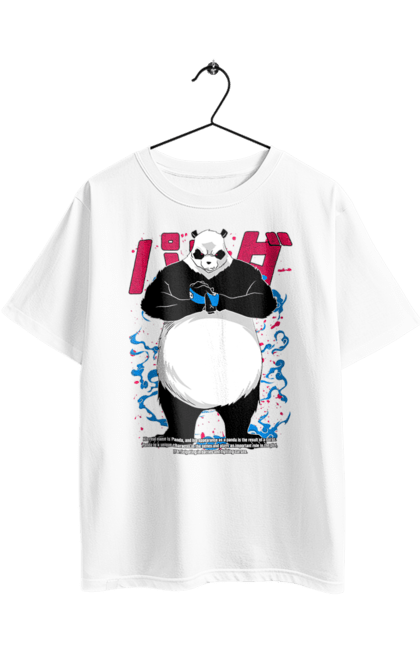 Oversized t-shirt with prints Jujutsu Kaisen Panda. Anime, dark fantasy, jujutsu kaisen, magic battle, manga, mystic, panda. 2070702