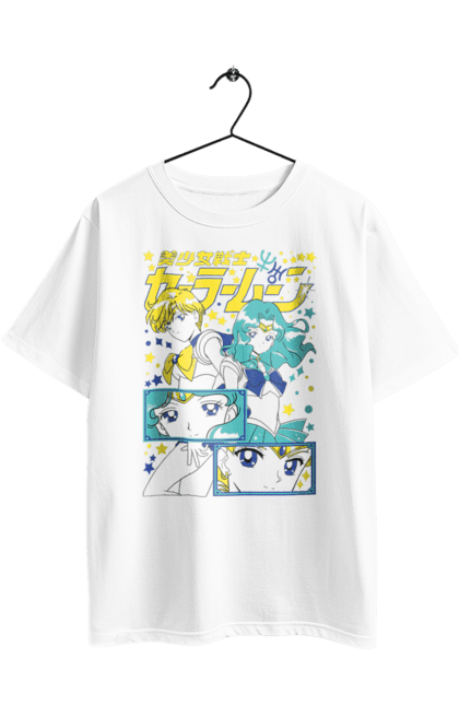 Футболка оверсайз з принтом "Сейлор Уран та Нептун". Neptune, sailor moon, uranus, аніме, драма, махо-сьодзьо, нептун, сейлор мун, серіал, уран. 2070702