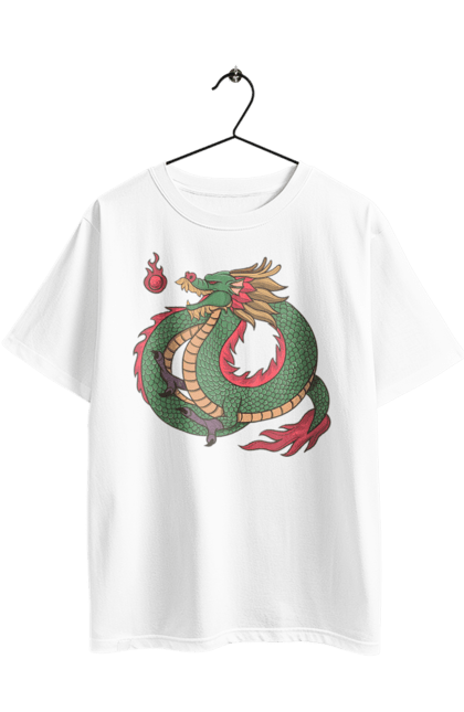 Футболка оверсайз з принтом "Дракон". Дракон, зелений дракон, китайський дракон, символ, тварина. 2070702