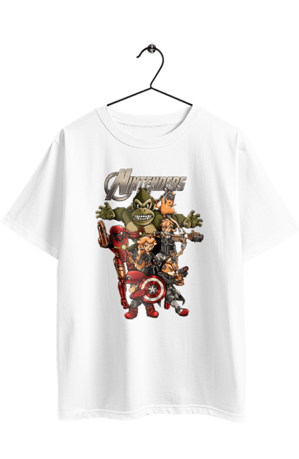 Oversized t-shirt with prints Nintendo heroes. Animal crossing, donkey kong, game characters, kirby, legend of zelda, luigi, mario, nintendo, pokemon, princess stove. 2070702